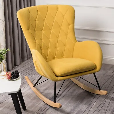 £275.95 • Buy High Back Rocking Chair Bedroom Nursery Reading Room Relax Armchair Sofa -Yellow
