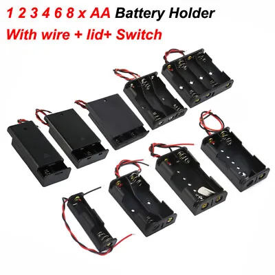 1-8 X AA Battery Holder Box Case Connector Open Or Enclosed With Switch 4.5V/12V • £52.18