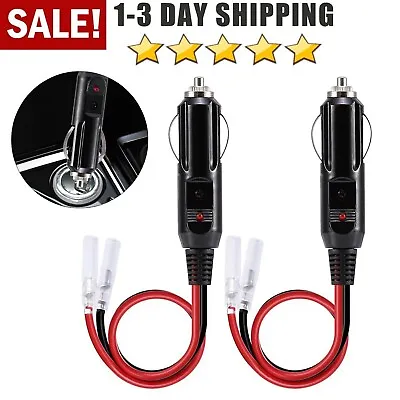 2Pcs Fused Male Car Cigarette Lighter Socket Plug Connector Cable Leads 12V~24V • $6.95