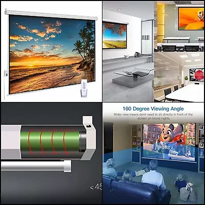 Projector Screen Auto Motorized 100 Inch 16:9 HD Remote Wall Mounted Electric • $183.32