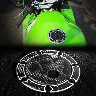 Gas Tank Fuel Cap Cover Guard Pad Ninja 500R/500/ZX6R/ZX7R-ZX11R Chrome+Black • $11.19