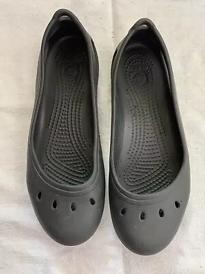 Crocs Women's Kadee Flat's Size 4 Black Slip On Ladies Shoe • $15