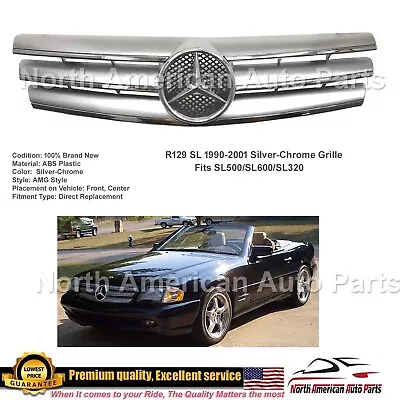 SL500 SL600 SL320 SL Grille AMG Style Silver  With OEM Star 1990-2002 R129 • $149.99