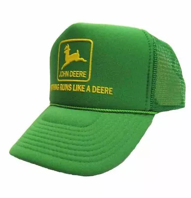 Vintage John Deere Baseball Cap Green Mesh Foam Rope Snapback Hat Trucker Nissun • $14.94