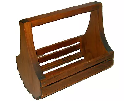 Vintage Handmade Small Rustic Country Wooden Wood Slat Magazine Book Basket • $24.99