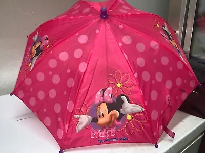 Minnie Mouse Umbrella Rain Pink Pre School Children Kids Girls Toddler I707 • £5.21