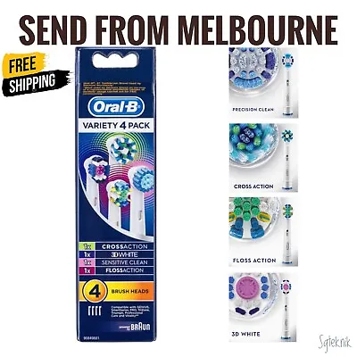 $29.95 • Buy Genuine Braun Oral B Power Electric Toothbrush Refill 4 Pack Variety Brush Heads