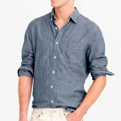 NWT J. Crew Indigo Blue Japanese Chambray Slim Fit Shirt Button Long Sleeve XS • $50