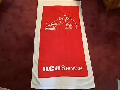 VINTAGE RCA SERVICE VICTOR NIPPER BEACH/BATH TOWEL~RED & WHITE~57” X 29.5”~QUICK • $23.99