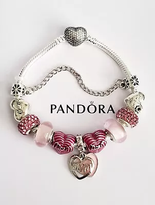 Pandora Charm Bracelet With 925 Mother's Day Gift Silver Charms • $128.89