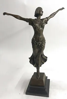 Free As Bird By D.H Chiparus Elegant Woman Genuine Solid Bronze Sculpture Decor • £143.96