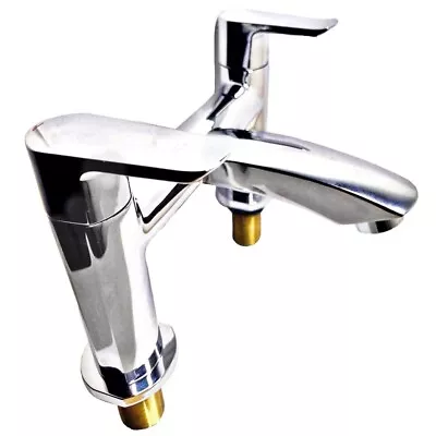 £24.95 • Buy Modern Bathroom Bath Filler Mixer Tap Brass Deck Mounted Round Chrome Twin Lever