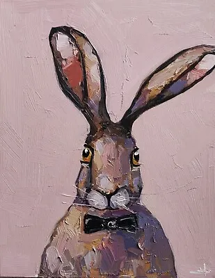 Hare Oil Painting Vivek Mandalia Impressionism 16x20 Original Signed Easter Art • $631.75