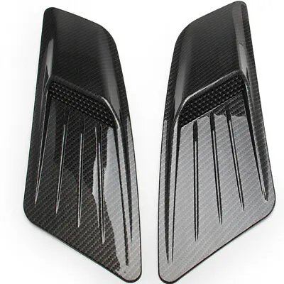 $26.17 • Buy 2PCS Carbon Fiber Hood Bonnet Scoop Vent Cover Kit W/Adhesive Fit For Racing Car
