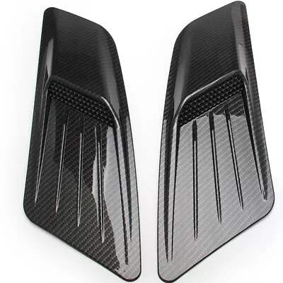 2PCS Carbon Fiber Hood Bonnet Scoop Vent Cover Kit W/Adhesive Fit For Racing Car • $31.40