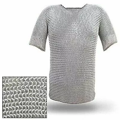  Aluminum Chainmail Shirt Round Riveted Chain Mail Haubergeon Medium Size LARP  • £72.05
