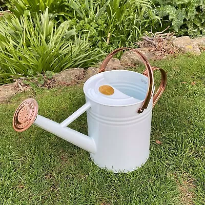 3.5 Litre Ivory White & Copper Metal Garden Watering Can & Rose • £16.99