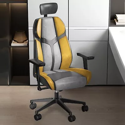 Gaming Chair For Adult Video Game Chair With PU Leather Adjustable Height Yellow • $79.99