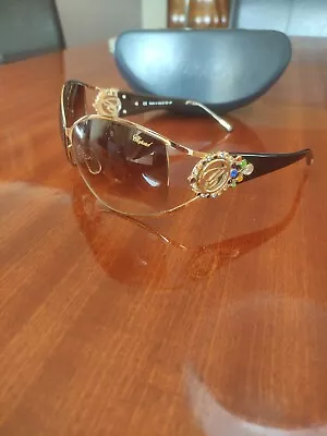 £246.68 • Buy Chopard SCH805S Women Gold Brown Oversized Swarovski Sunglasses