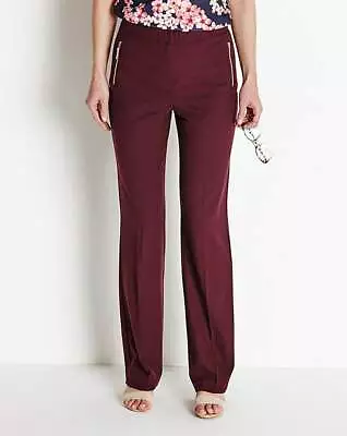 MAGISCULPT Straight Leg Trousers Tummy Control Long 31in Leg Aubergine Size 30 • £11.19