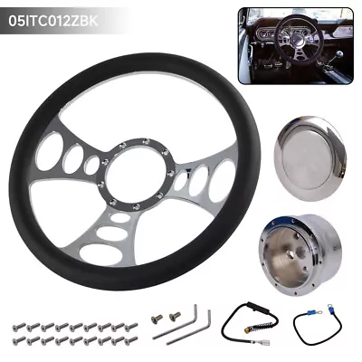 14  9-Bolt Chrome Half Wrap PVC Steering Wheel+Horn Adpter For Chevy GM Dodge • $153.03