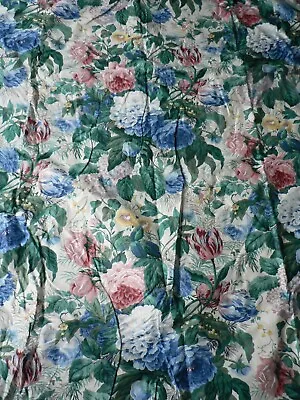 Vintage Cottage Floral Curtains Interlined Blanket Glazed Cotton Chintz • £35