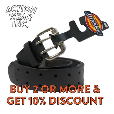 Dickies Men's 2 Hole Leather Belt Double Prong Bridle Industrial Strength Belt • $19.95