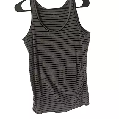 Pre Owned Women’s Motherhood Maternity Tank Top Black Gray Striped Sz Sm • $15