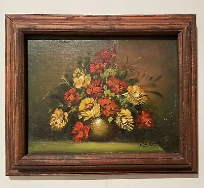 Vintage Oil Painting Still Life Flowers Signed Framed 13.5”x11.5”x2” • $56