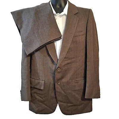 Walter Morton Vintage 2 Piece Suit Mens 38R 32X30 Zignone Fabric Brown • $100