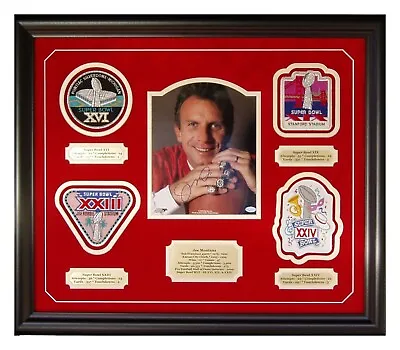 Joe Montana Autographed 8x10 Framed With Four Super Bowl Patches & Engraved Name • $299.99