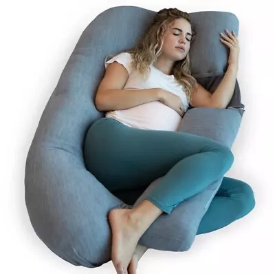 PharMeDoc Pregnancy U Shaped Full Body Maternity Pillow - Grey Cooling Cover • $32.99