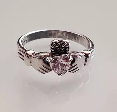 Irish Claddagh Sterling Silver Ring Sz 8 • $16.80