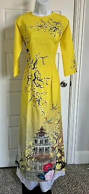 XL -TET Pre-made  Ao Dai ONLY  3D Vietnamese Traditional-yellow32 • $24