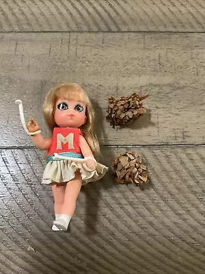 Vintage 1960s Mattel Liddle Kiddle RAH RAH Skediddle Doll + Pom Pom   3788 • $39.99