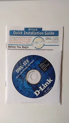 D-Link Dlink DWL-122 USB Wireless CD-ROM Driver Disc Windows 98 ME 2000 XP 2003 • $14.99