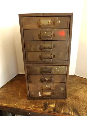 2 Vintage 4 Drawer Metal Storage Cabinet Organizer Small Parts Shop Garage Stack • $75