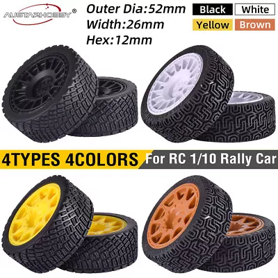 4x RC Wheels Tire 12mm Hex Tyre For Racing 1/10 Rally Car Tamiya Traxxas HSP HPI • £7.90