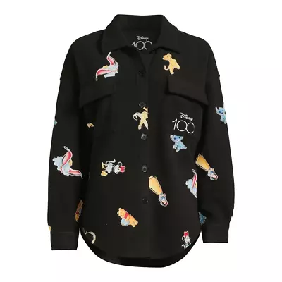 Juniors’ Black Disney 100 Years Celebration Print Shacket Size S (3/5) • $20.99