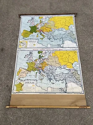 Vtg Denoyer-Geppert Pull Down School Map H12 Europe In 1648 & H13 Europe In 1740 • $69.99