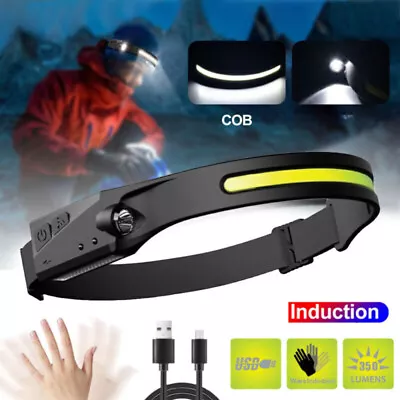 COB LED Motion Sensor Headlamp Night Light Lights Head Torch Headlight Band Lamp • $233.99