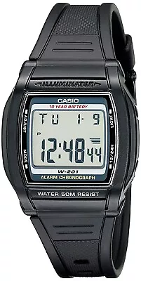 Casio W201-1AV Men's 10 Year Battery Chronograph Alarm LCD Digital Watch • $21.99