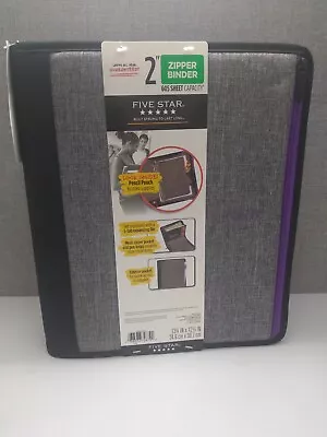 Five Star Purple Zipper Binder 2 Inch 3 Ring Binder 5-Tab Expanding File Folder • $18.79