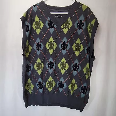 Marc Ecko Mens Vest Sweater Pullover Diamond Sleeveless V Neck Size XXL Black • $14.94