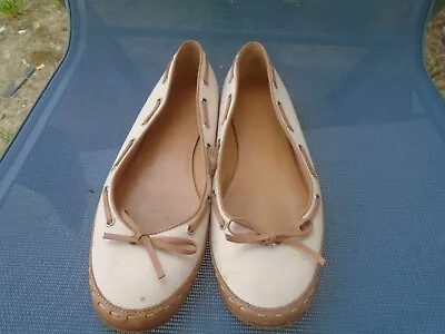Vintage Chanel Leather/canvas Womens Ballet Flats Shoes Sz 39 • $75