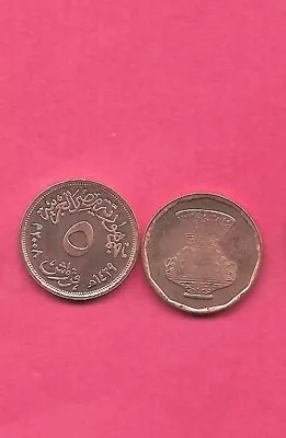 EGYPT EGYPTIAN KM941a 2008 5 PIASTRES OLD Unc-uncirculated BU-COIN • $2.15