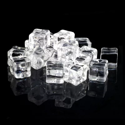 50pcs Fake Ice Cubes Square Acrylic Ice Cubes Fake Ice Cube Fish Photo • £11.15