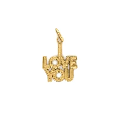 TINY 14K YELLOW GOLD “I LOVE YOU” CHARM Valentines Boyfriend Girlfriend Hearts • $52.99