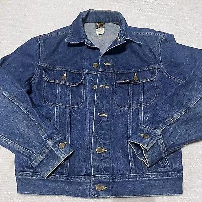 Vintage Lee Rider Trucker Blue Jean Jacket Mens 40 M PATD 153438 Made In USA • $42