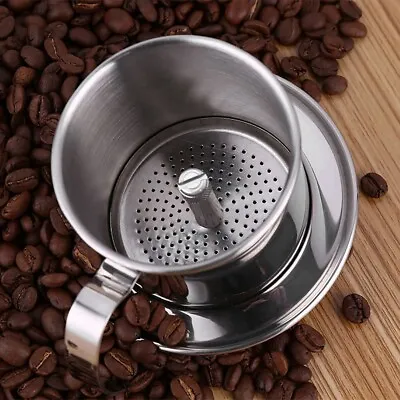Stainless Steel Cup Vietnamese Coffee Drip Filter Maker Phin Infuser Sliver MG • $17.08